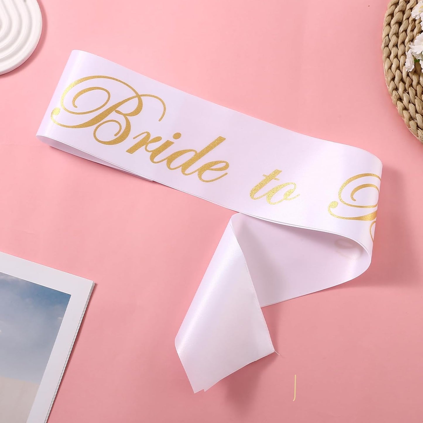 Skiennix White Satin Sash - 2 Pack DIY Pageant & Party Decorations | Includes 2 Pins