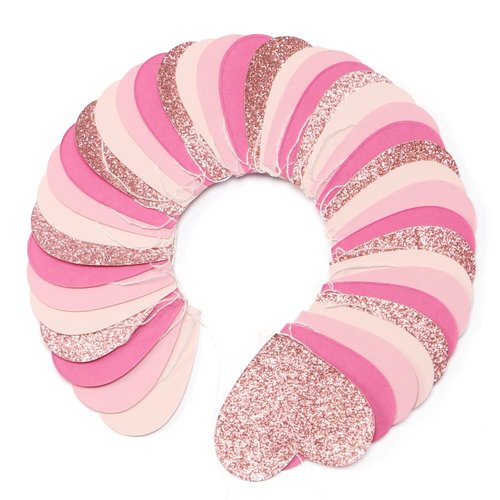 Hot-Pink Rose-Gold Party Decorations Heart-Garland - 52ft Wedding Bridal Shower Hanging Decoration Streamers Banner,Baby Girl Birthday Bachelorette Engagement Mohters Valentines Day Decor Panduola