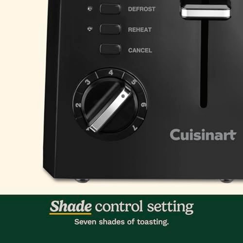 Cuisinart CPT-122BK 2-Slice Toaster - Compact Design with Bagel Slots & 7 Shade Settings - Black