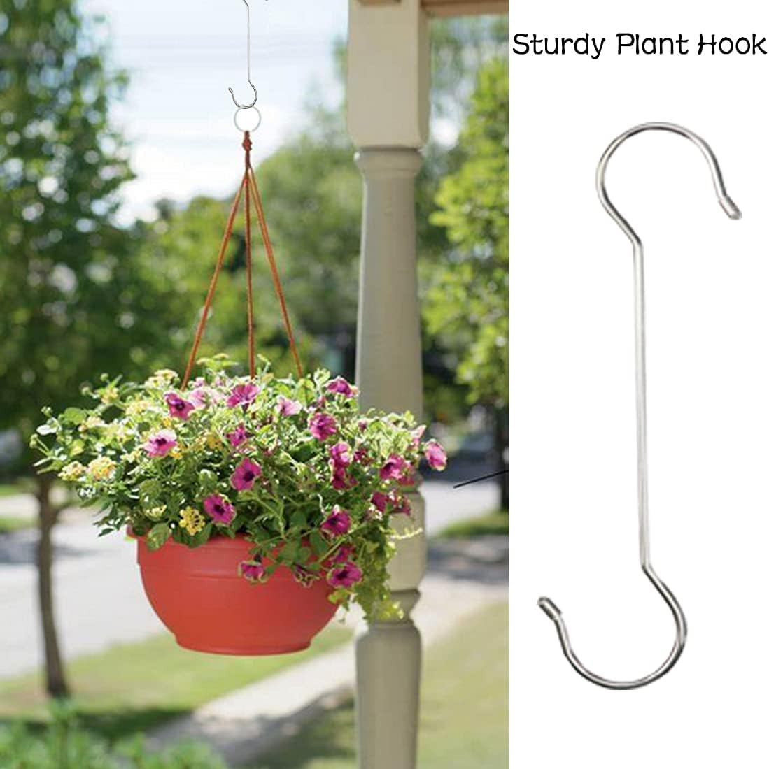 Lchkrep Extra Large Heavy Duty S Hooks - 6 Pack for Outdoor Plants, Baskets & Garden Decor (12 Inch)