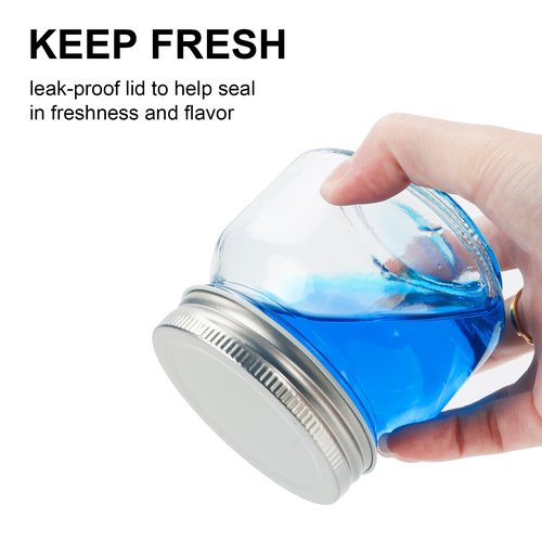 HOXHA 6 Pack Glass Regular Mouth Mason Jars, 8 oz Clear Glass Jars with Lids for Sealing, Canning Jars for Food Storage, Overnight Oats, Dry Food, Snacks, Candies, Jam, Honey