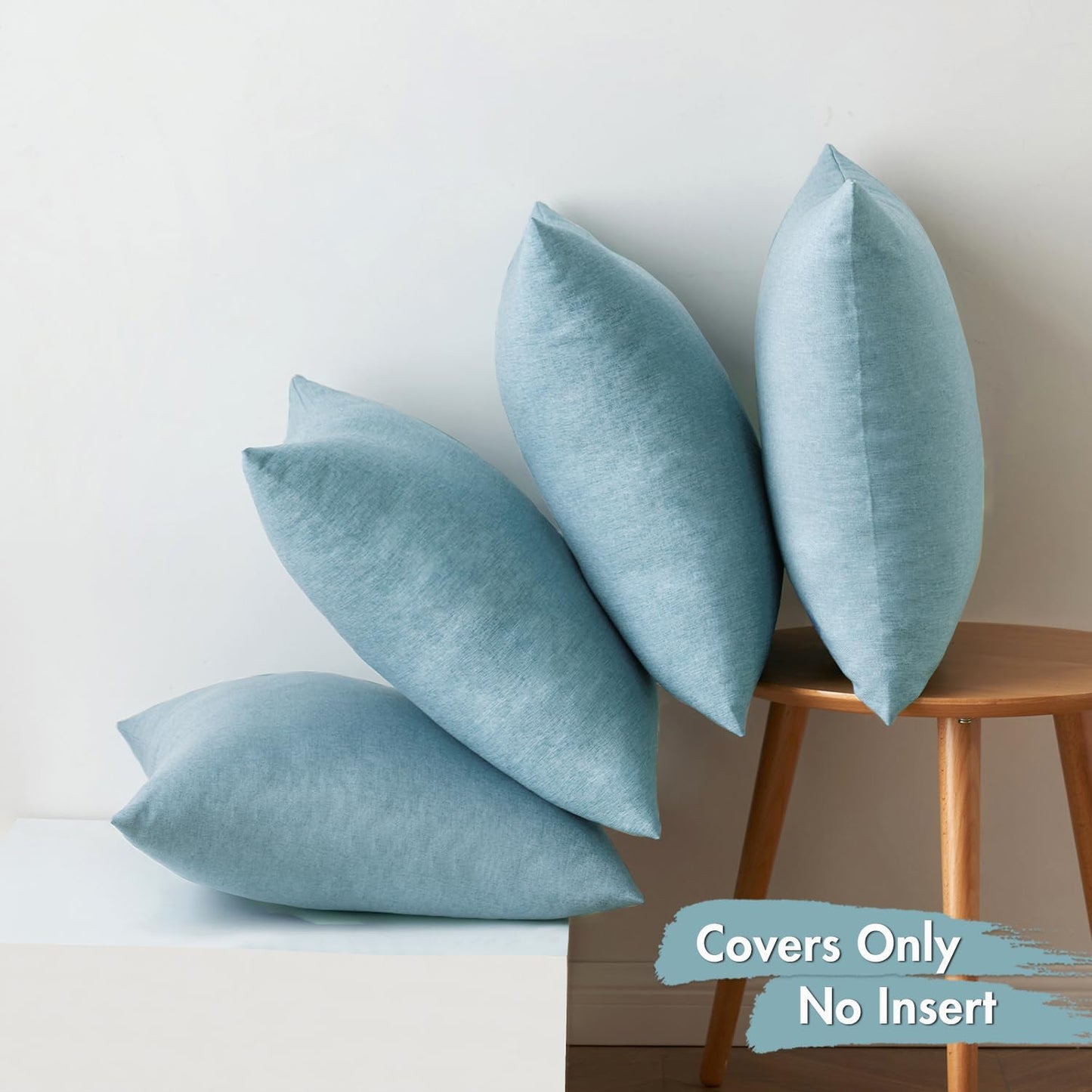 MIULEE Decorative Outdoor Throw Pillow Covers - Waterproof Linen Cushion Cases | 18x18 Inch, Blue Gray (Pack of 4)