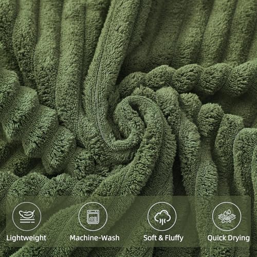 Olive Green 6-Piece Bath Towel Set Oversized 40x80 Inch Soft Microfiber Spa Towels - Full Body Coverage