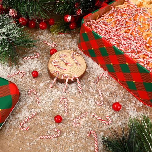 80pcs Mini Christmas Candy Cane for Crafts Fake Candy Canes Ornaments Decorations Xmas Table Scatters Red and White Candy Vase Filler for Decorations Party
