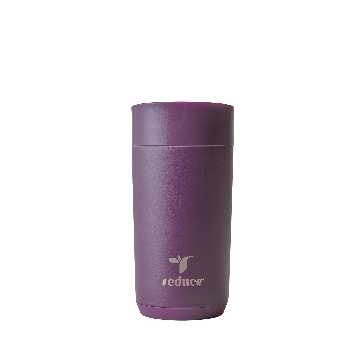 REDUCE Perk 10oz Insulated Coffee Tumbler – Leak-Proof with Lockable Lid and Vacuum Insulation–Durable Stainless Steel–Fits Car Cup Holders–One-Handed Travel Mug in Sand Leopard Print - Midnight Plum