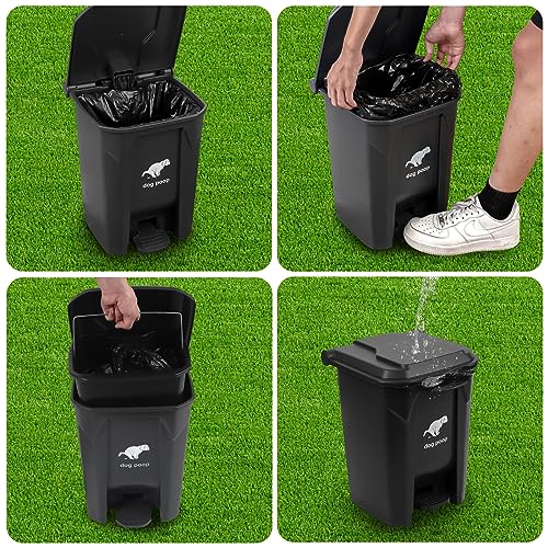 Uppcasir Black Outdoor Dog Poop Trash Can 20L with Lid & Bags - Waterproof