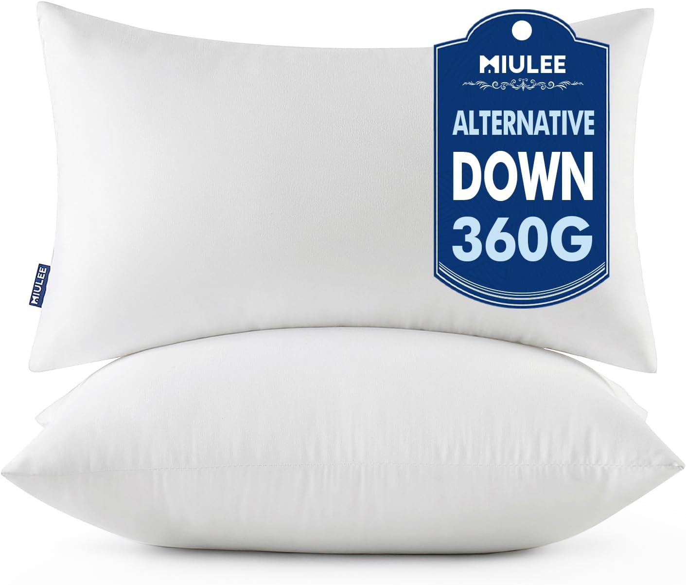 MIULEE Throw Pillow Inserts - Pack of 2, 12x20 Inch, 100% Virgin Fiber Filling for Bed & Couch