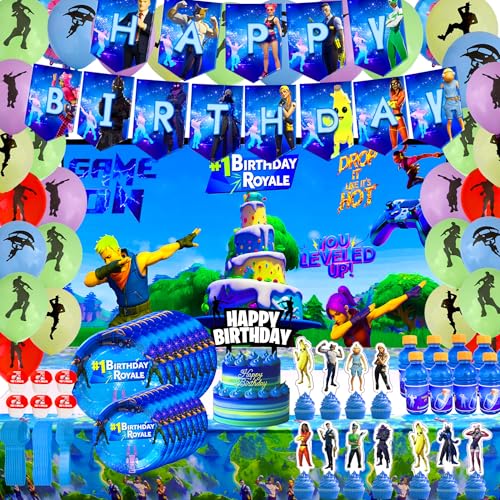 Video Game Themed Party Supplies Set - 142 Pieces for Birthday Celebrations