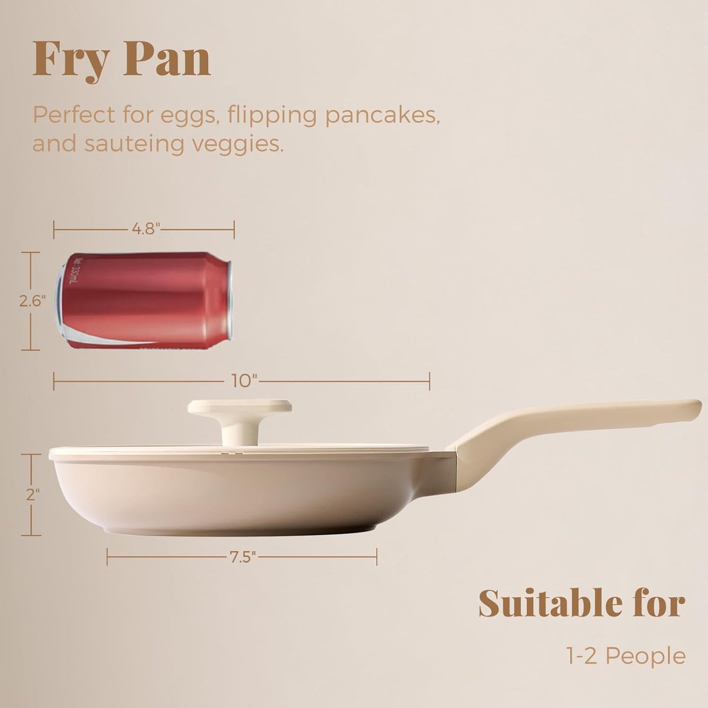 PRICUSIS Nonstick Frying Pan - Healthy 10-Inch Skillet with Lid | PFOA & PTFE Free, Induction Compatible