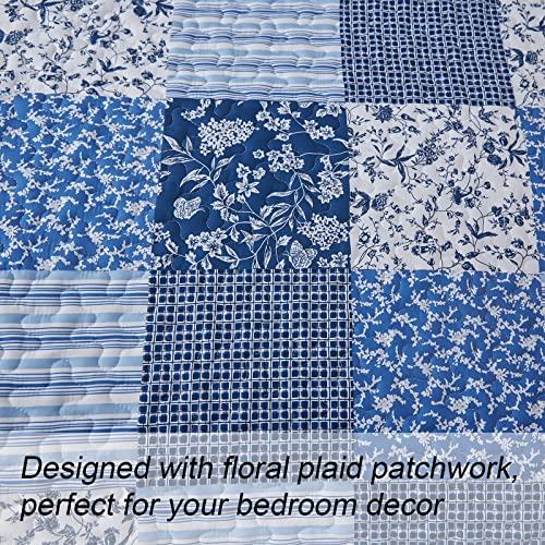 Mybedsoul King Size Boho Patchwork Floral Bedding Set - Blue
