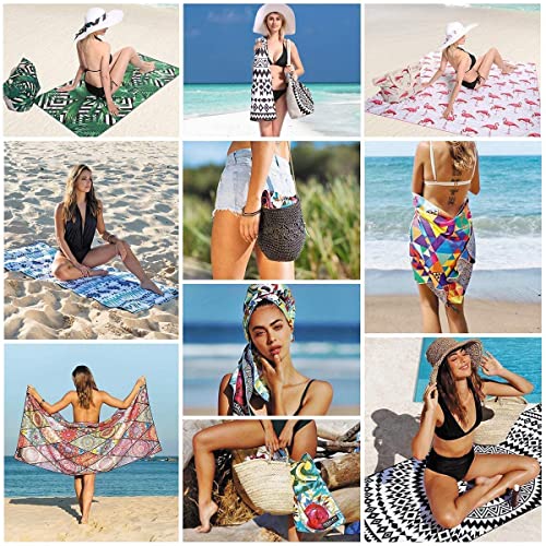Oversized Beach Towel Set - Flamingo Turtle Shark Lobster Pineapple Tree Design - 36 x 72 Inches, Soft Microfiber, Bulk Pool & Travel Essentials