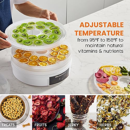 Elite Gourmet Digital Food Dehydrator - 5 Trays, 48-Hour Timer, White