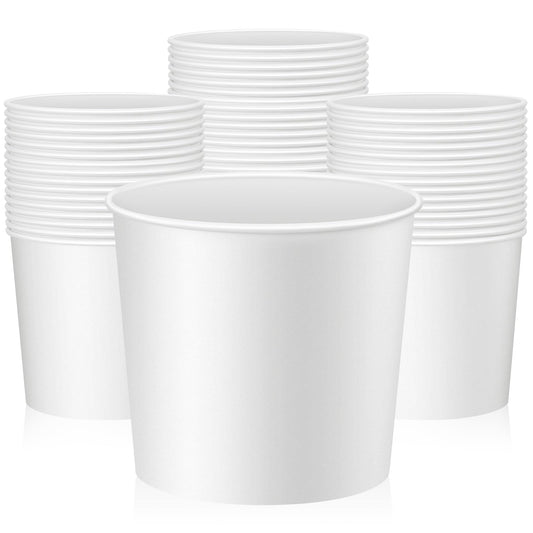 Hoolerry 25 Pcs 85 oz Paper Bucket Cardboard Food Bucket Bulk Disposable Food Container for Birthday Party, Wedding, Baby Shower, Event Gather Party Supplies (Cardboard,White)