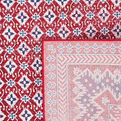 SAFAVIEH Brentwood Collection Runner Rug - 2' x 12', Red & Ivory, Traditional Oriental Distressed Design, Non-Shedding & Easy Care, Ideal for High Traffic Areas in Living Room, Bedroom (BNT899Q)