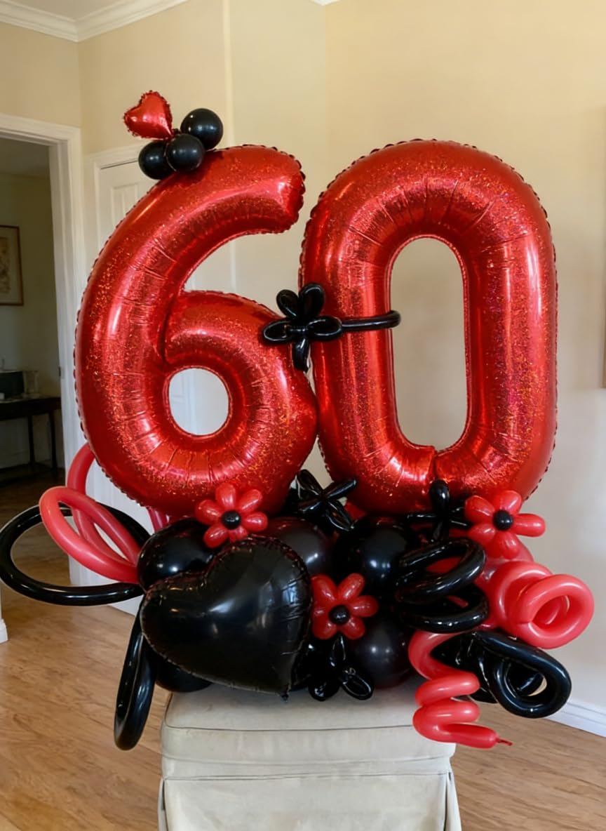 Laser Red 7 Balloon, Number Balloons 40 Inch, 7th Birthday Decorations for Girls Kids, Party Decoration for Women, Number 7 Balloon