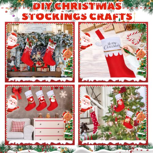 Amazing Time 30 Pcs Red Christmas Stockings with White Cuff & Gold Trim - Holiday Decor
