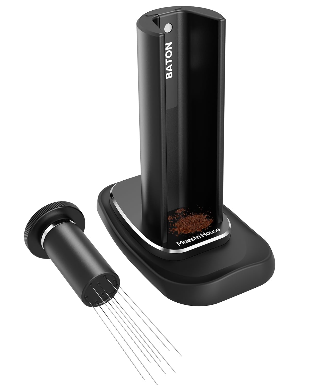 Maestri House WDT Tool, Espresso Distribution Tools Self-Clean with Aluminum Alloy Magnetic Stand, 0.3/0.4mm Needles 10 each for Espresso Stirrer Replacement (Matte black)