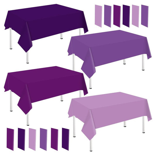 Whaline 16Pcs Purple Plastic Tablecloth 4 Gradient Purple Colors Rectangle Table Cover Waterproof Table Cloth for Halloween Parties Decoration Supplies, 54 x 108 Inch