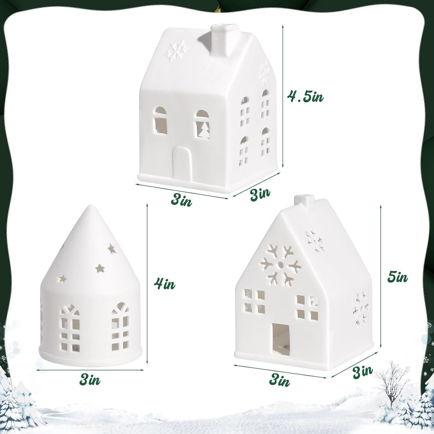 Regine Switzerland Christmas Village Set - 3-Piece White Rustic Decor for Home Display & Tabletop