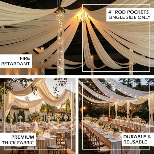 Party Village Ivory Ceiling Drapes 4 Panels 5ft x 30ft Wedding Party Decor