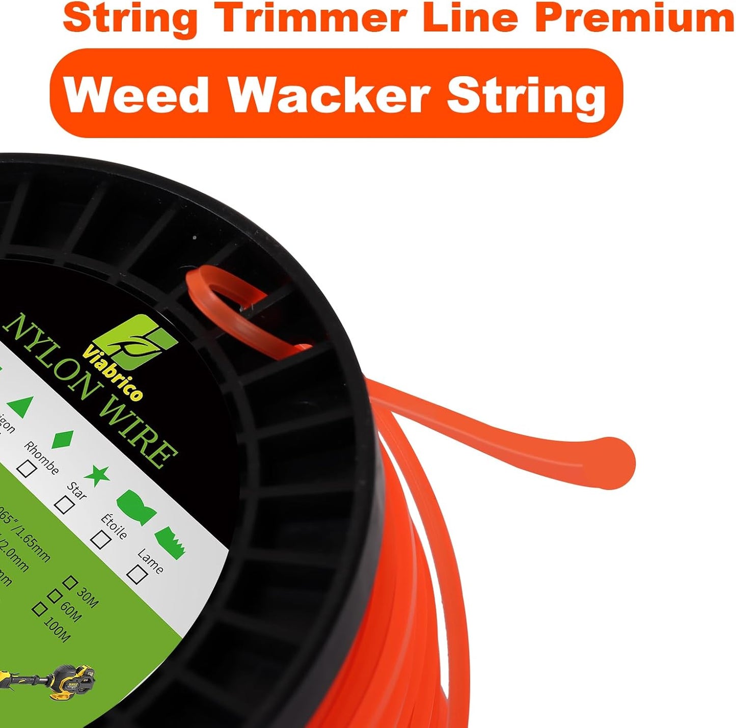 VIABRICO 0.065 Inch Trimmer Line - Commercial Grade Round Nylon String Replacement | 2854ft Spool