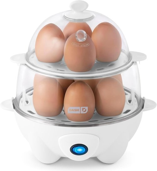 Dash Deluxe Egg Cooker | 3-in-1 Boiler, Poacher & Steamer - Holds 12 Eggs - BPA Free & Dishwasher Safe
