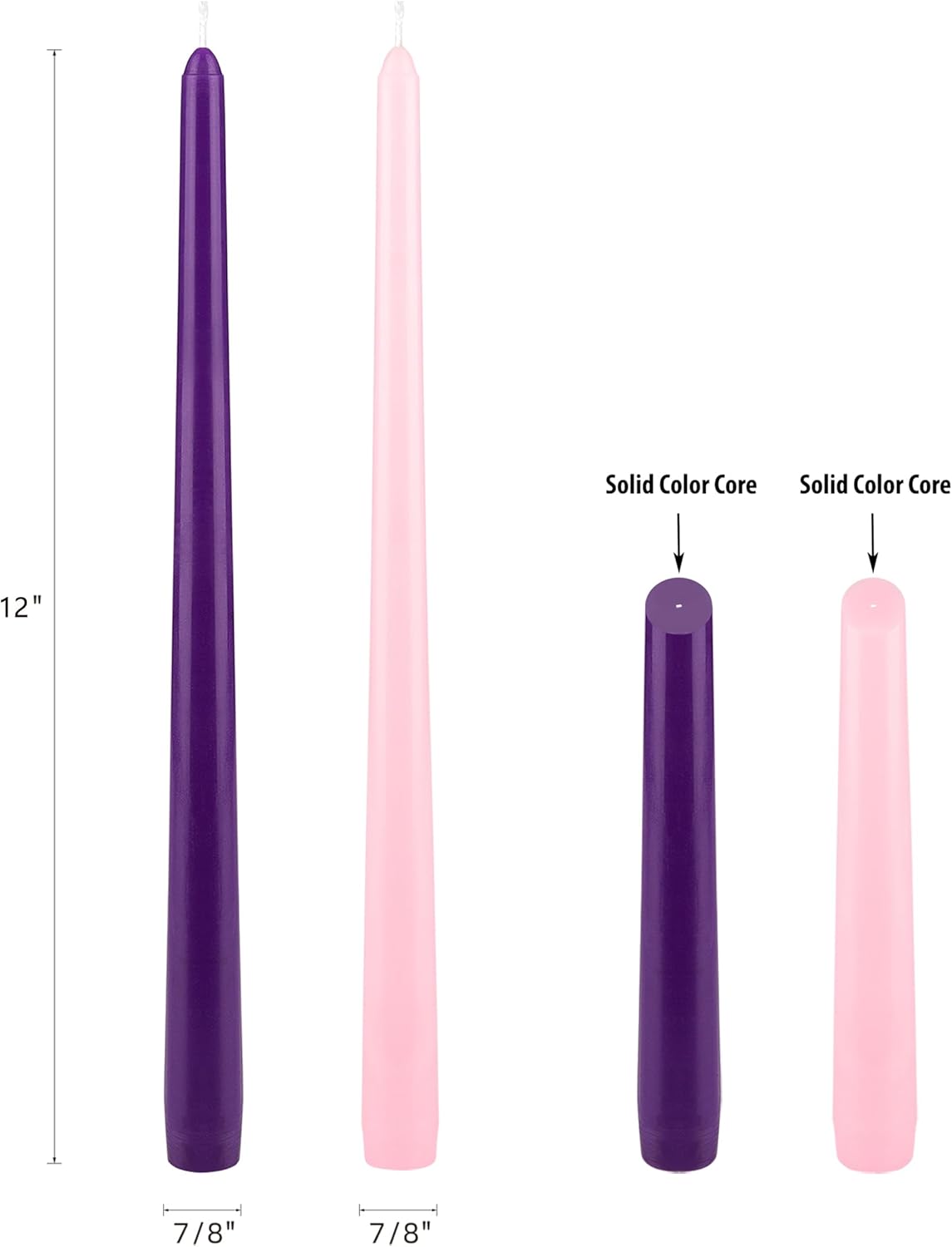 12-Inch Unscented Advent Candles Set - Hand-Poured Premium Wax Taper Candles for Christmas, Events & Gifts (4 pcs)