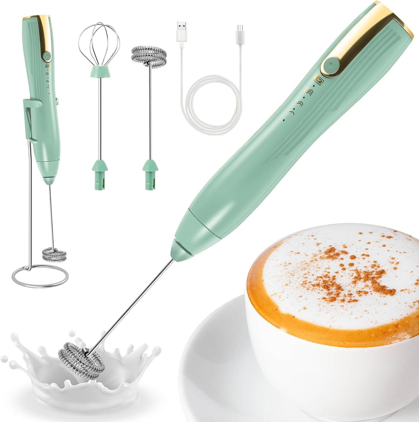 Skiennix Handheld Milk Frother - Rechargeable Electric Foam Maker for Lattes & Cappuccinos