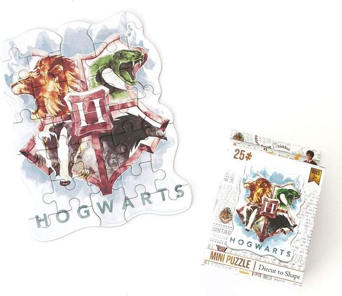 Harry Potter Mini Puzzle - 25-Piece Die-Cut Shaped Playhouse Featuring Hogwarts Houses