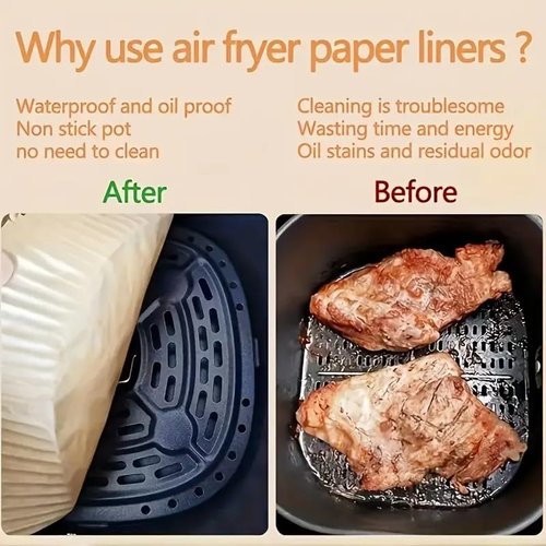 200 Pcs Air Fryer Paper Liners, 8" Square Air Fryer Liners Disposable, Non-Stick & Non-Leak Parchment Paper Liners, Paper Liners for Airfryer Basket, Deep Fryer Parts & Accessories