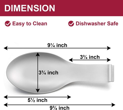 E-far Stainless Steel Spoon Rest Set - Large Ladle Holder for Kitchen Stove Top | Dishwasher Safe