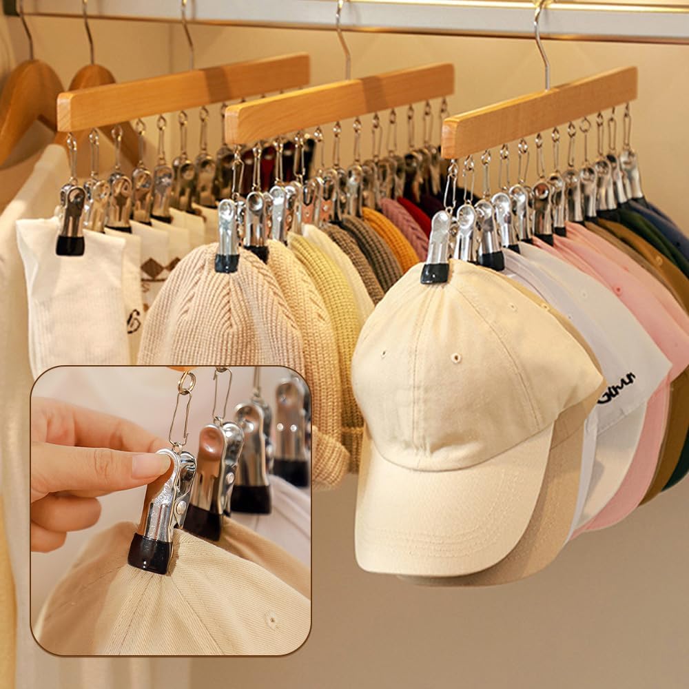 Skiennix Closet Organizer - Space-Saving Hanging Clips for Hats, Scarves, and Clothes | Vintage 12 Clips