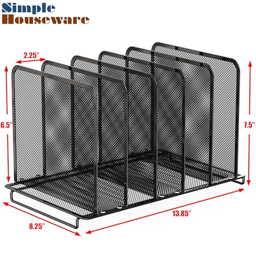 Simple Houseware 2 Pack 11-Section Upright File Organizer, Black | Office Desk Storage