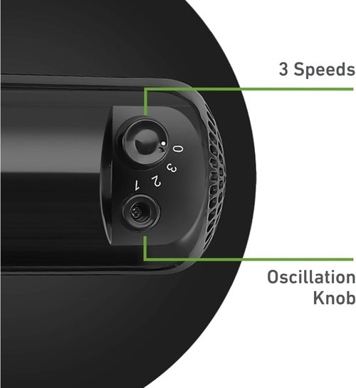 Holmes 12 Inch Oscillating Table Fan - 3 Speed Settings | 75° Wide Angle & 15° Tilt - Quiet for Home & Office