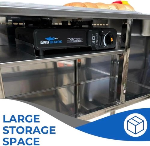 Hot Dog Cart - Stainless Steel Street Food Cart with 20" Aluminum Griddle | Portable 4-Wheel Design