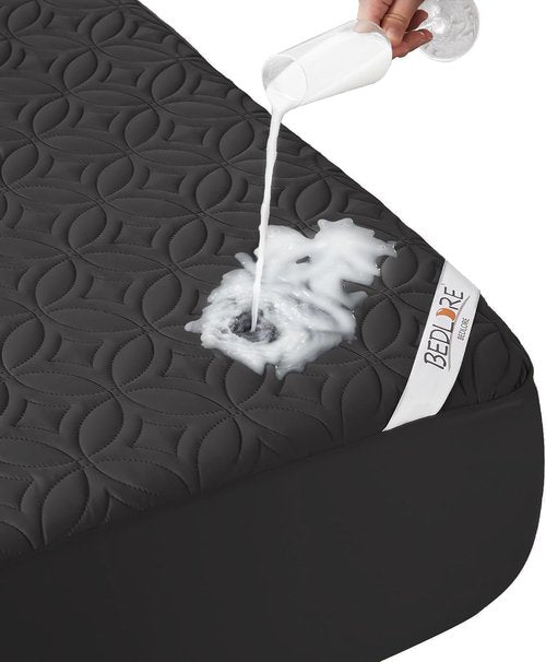 BEDLORE Waterproof Mattress Protector - Twin XL Soft & Breathable Bed Cover | Deep Pocket 6"-15" Depth (Black)