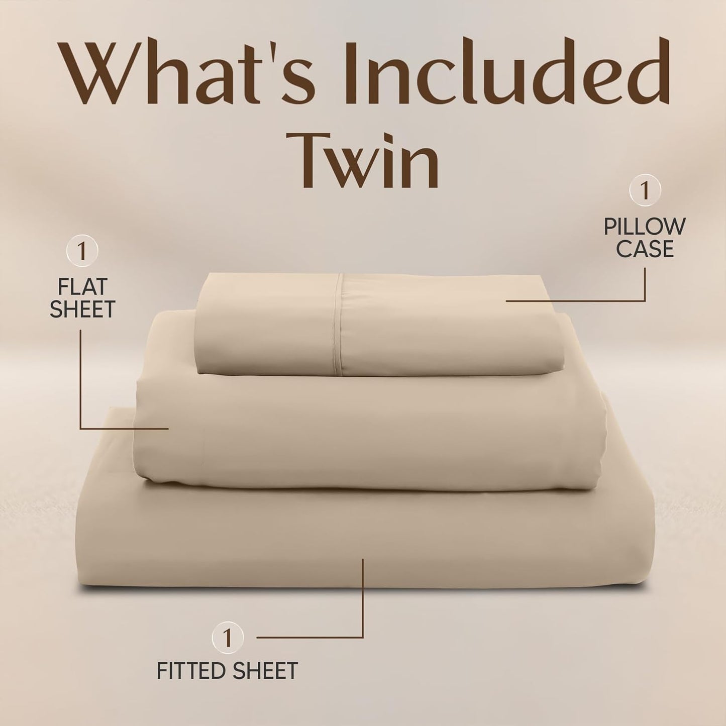 Utopia Bedding Twin Sheet Set - Soft, Breathable Microfiber 3-Piece Bed Sheets | Oeko-Tex Certified (Sand)
