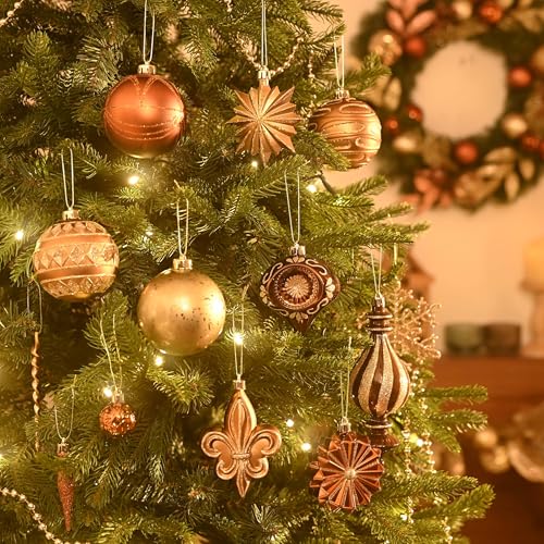Valery Madelyn Bronze Gold 60ct Christmas Tree Ornaments Set