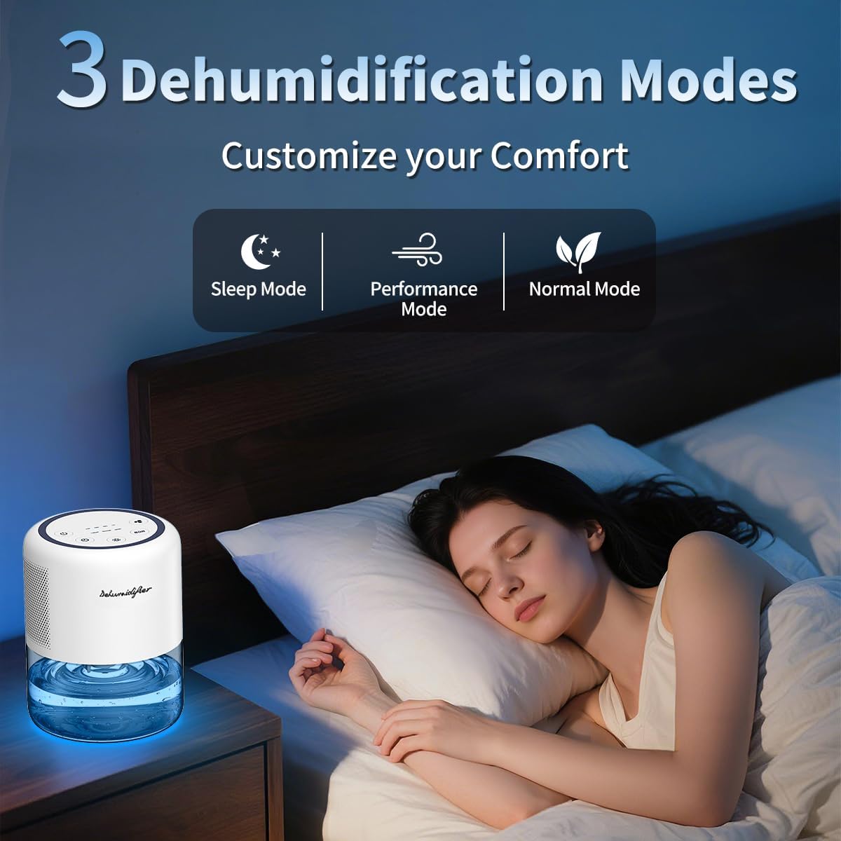 Skiennix 44oz Small Dehumidifier - Auto-Off, Quiet Operation, 10 Color Lights | Ideal for Bedrooms & Closets (215 sq.ft)