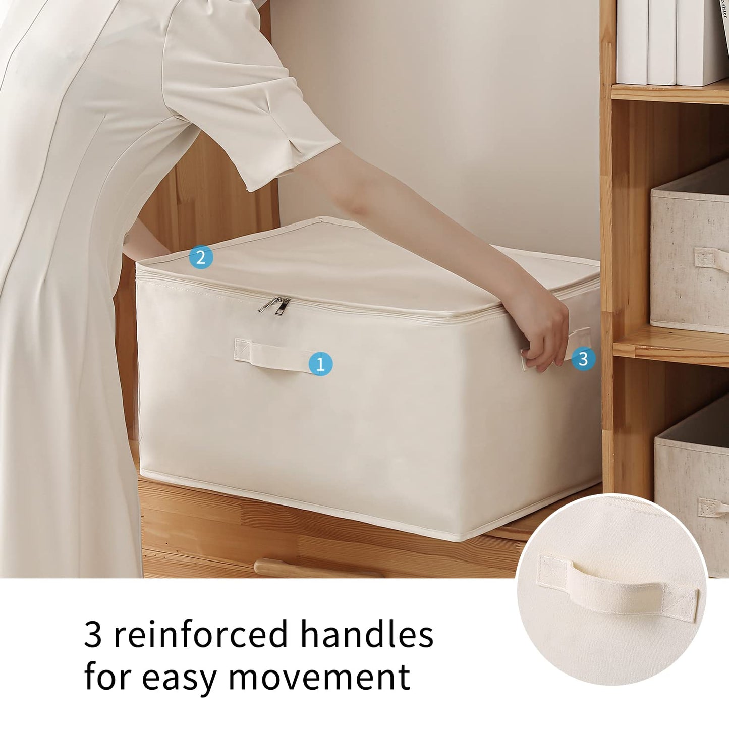 Vailando 6-Pack Large Canvas Comforter Storage Bags Closet Organizer for Clothes Sweater Clothes Organizer with Dual Zipper Three Carrying Handles for Blanket Closet Storage Container