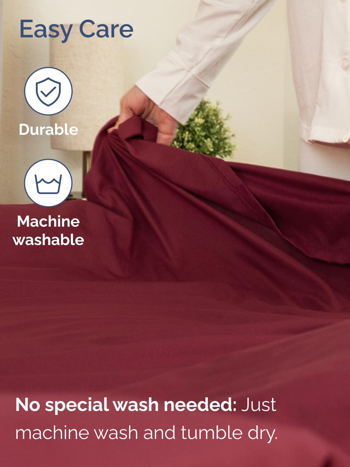 Skiennix Extra Deep Full Sheet Set - 6 Piece Breathable Cooling Bedding - Soft Wrinkle-Free Burgundy