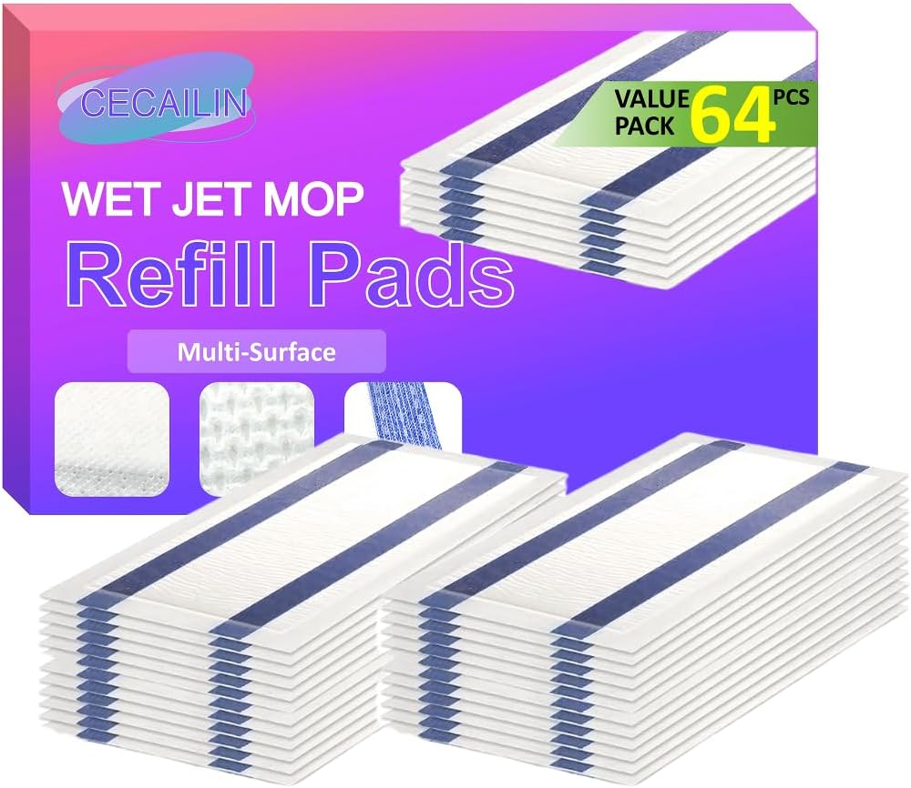 Skiennix Wet Jet Mop Refill Pads - Thick Microfiber for Superior Absorbency | Multi-Surface Cleaning