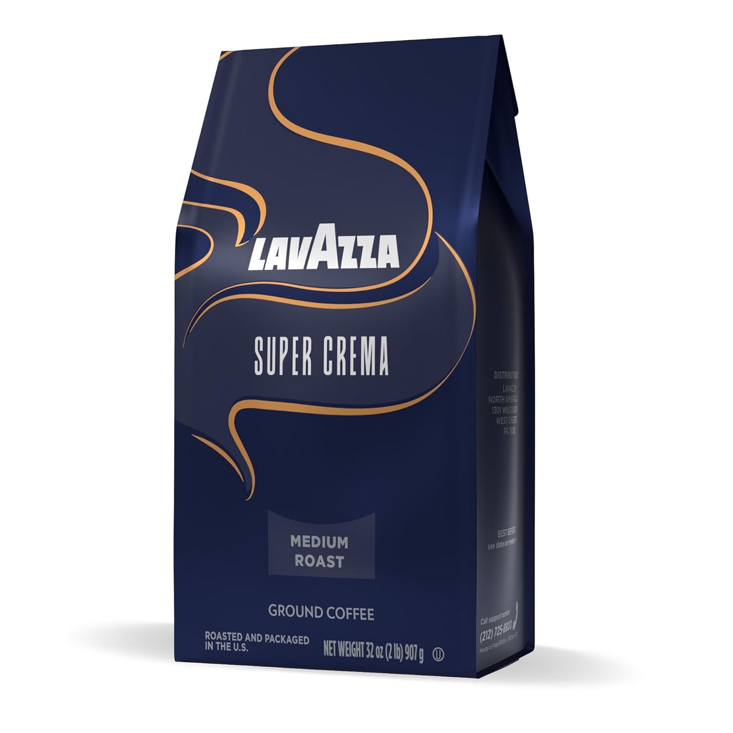Lavazza Super Crema Ground Coffee - Medium Roast Arabica & Robusta Blend, 32 oz Bag