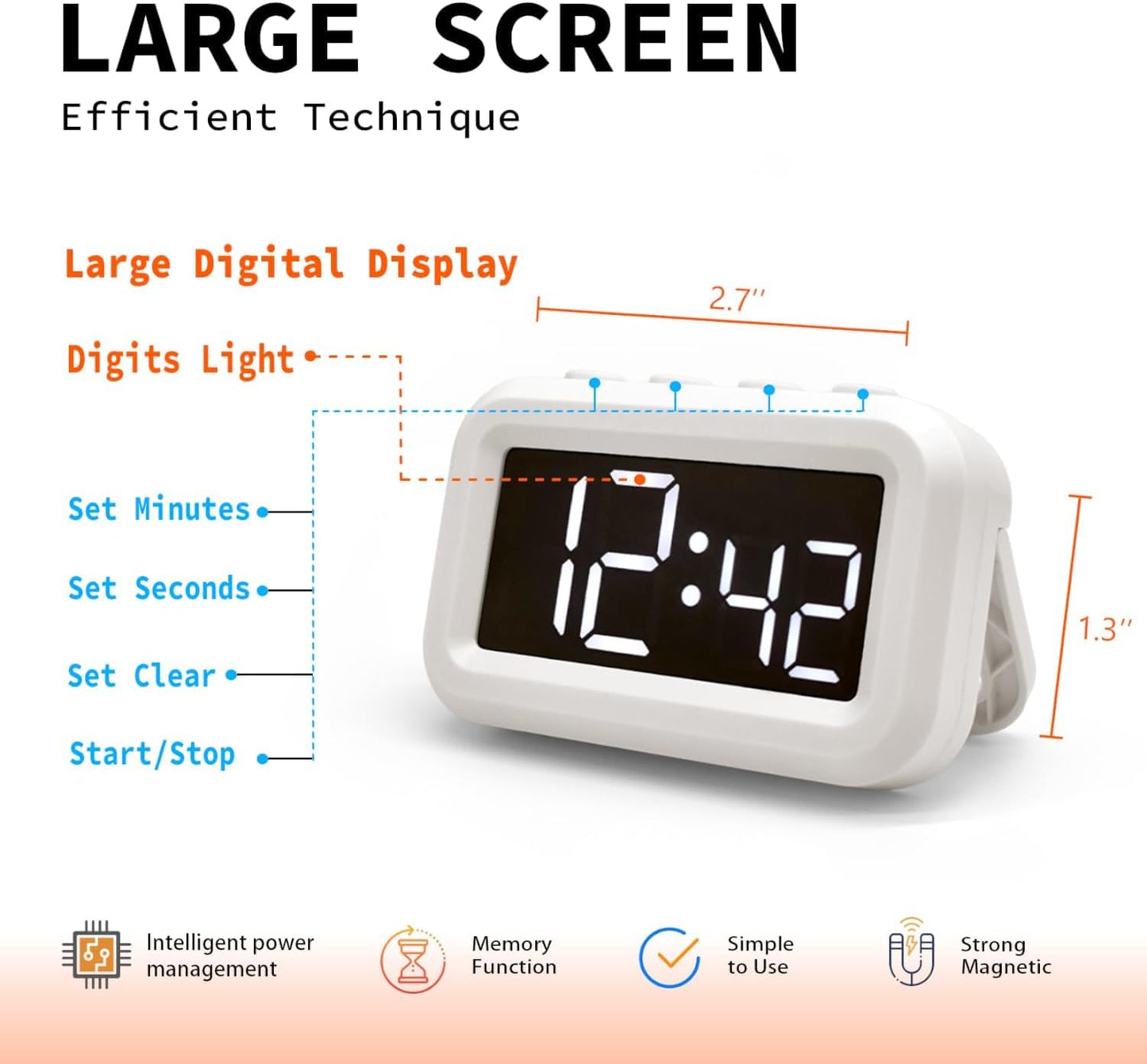 Digital Timer, Magnetic Countdown Kitchen Timers for Cooking, Egg, Oven, Learning Management Timer for Kids, Classroom, Teacher, Exercise, Study, Outdoor