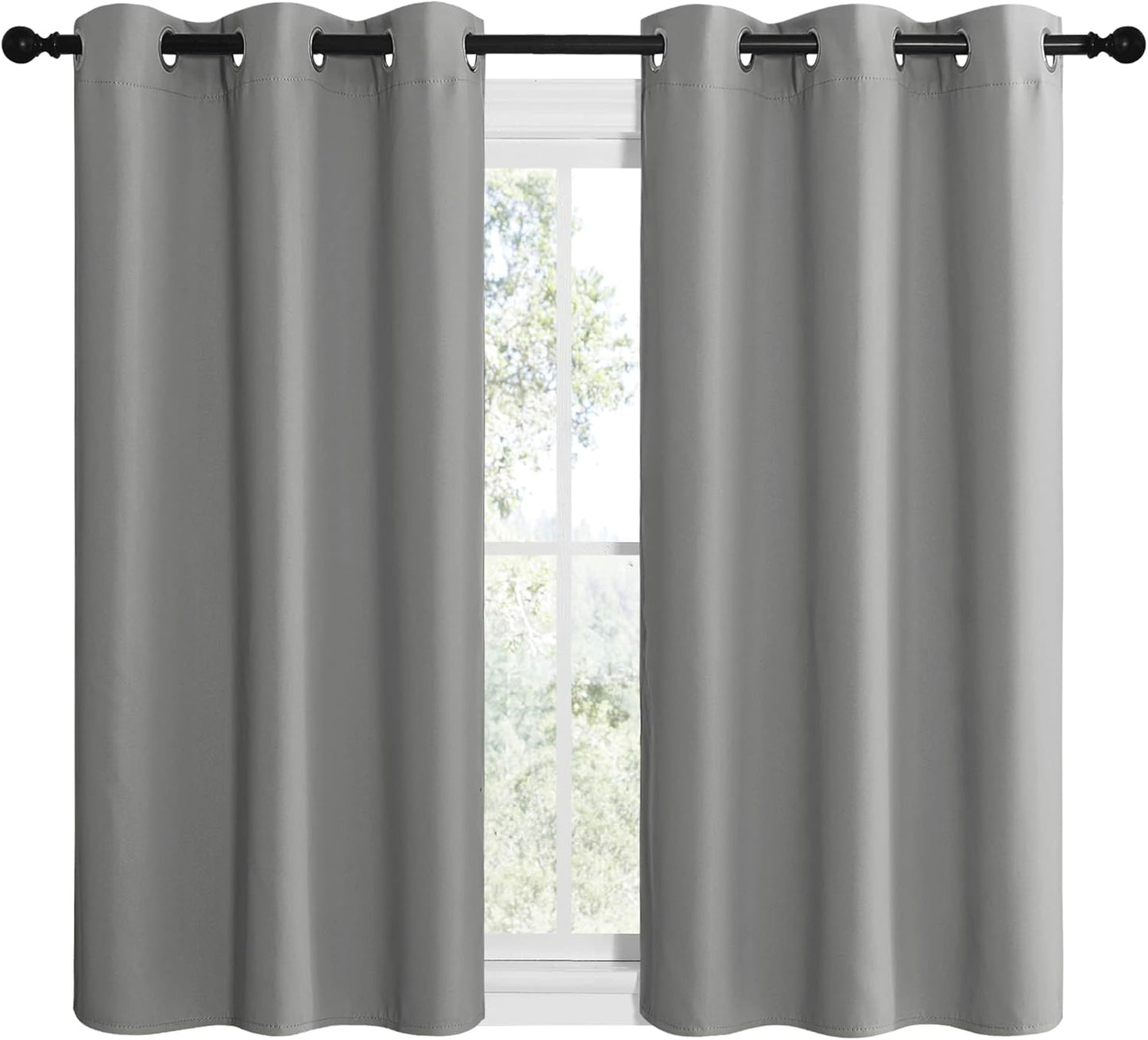 NICETOWN Thermal Insulated Blackout Curtains - Kids Window Drapes for Nursery | Silver Grey, 2 Panels (W42 x L50-Inch)