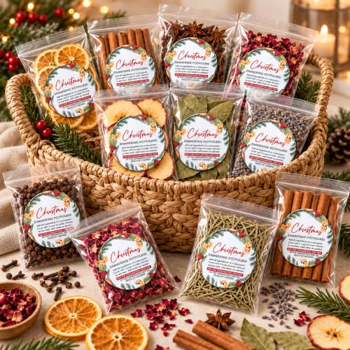 Naucoos Christmas Simmering Potpourri Kit – 18 Pack Stovetop Spice Set for Gift Giving