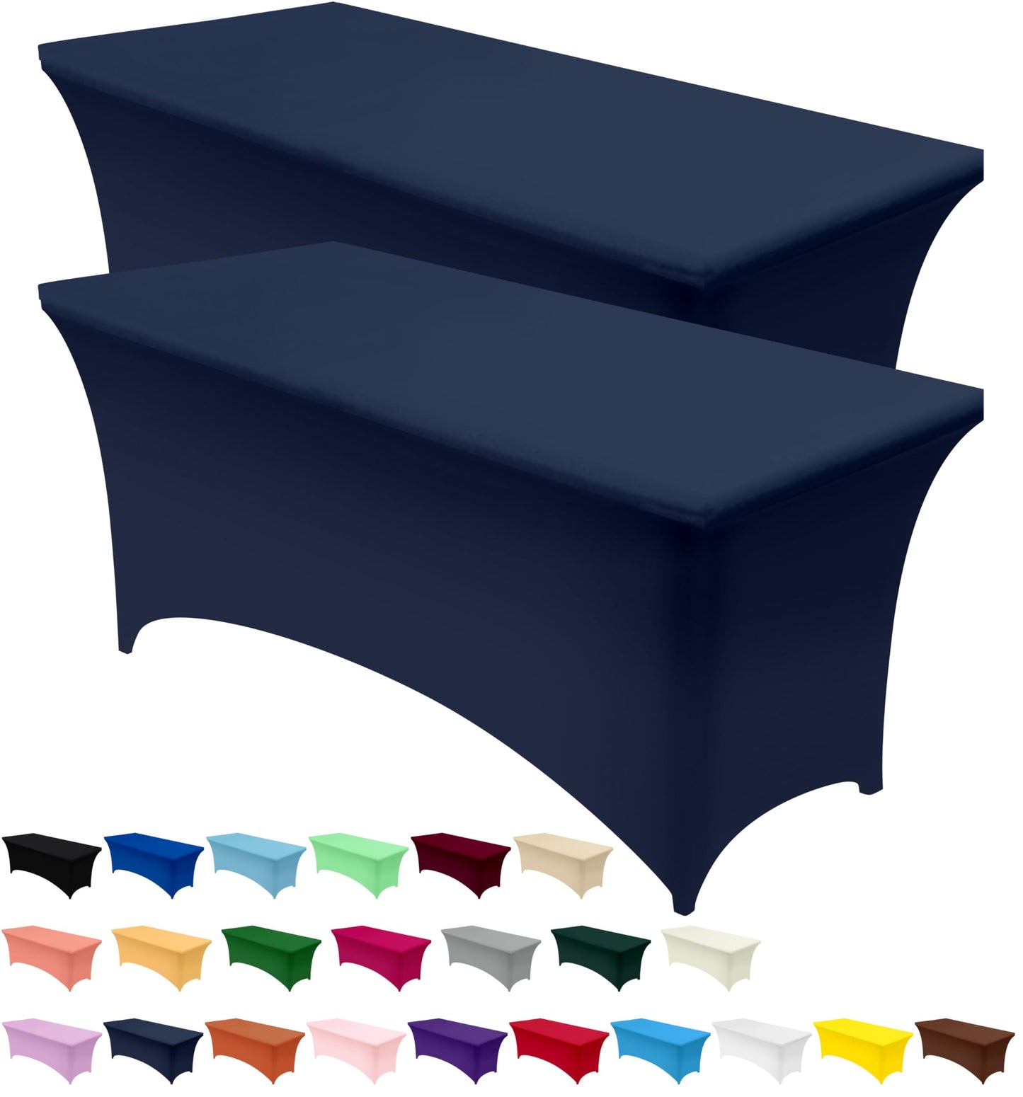 Utopia Kitchen Spandex Tablecloth 2 Pack [4FT, Navy Blue] Tight, Fitted, Washable and Wrinkle Resistant Stretch Table Cloth Rectangle Cover for Trade Show, Weddings & Parties [48Lx30Wx30H Inch]