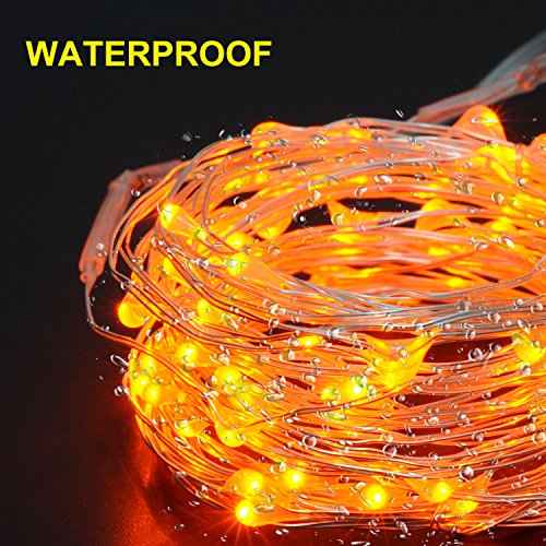 ITART Micro LED String Lights Battery Powered 8 Packs Orange Mini Fairy Hanging Light 20 LED 6Ft Ultra Thin Silver Wire Rope Lights for Christmas Trees Wedding Parties Bedroom