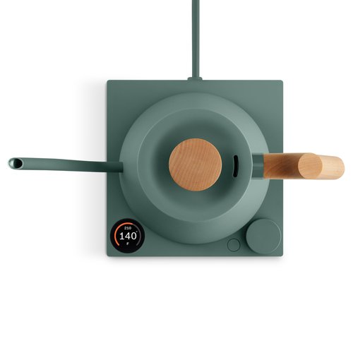 Fellow Stagg EKG Pro Electric Gooseneck Kettle - Pour-Over Coffee and Tea, Quick Heating, Precise Temperature Control, Scheduling, Built-in Brew Timer, Smoke Green with Maple Wood Handle, 0.9 Liter