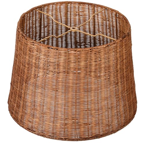 Kittmip 13" Top x 16" Bottom x 11" Slant Rattan Spider Lampshade Handwoven Boho Decor